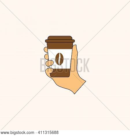 Vector Illustration Of Palms Holding Coffee Cups For Icons And Symbols. Coffee Menu