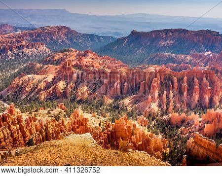 Southwest Usa Bryce Canyon National Park (a Rocky Town Of Red-rose Towers And Needles In A Closed Am