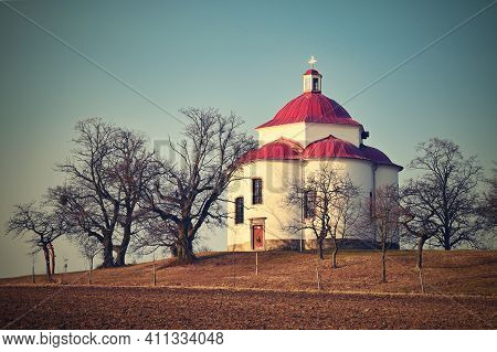 Chapel Of The Holy Trinity - Beautiful Small Chapel On The Hill At Sunset. Rosice - Czech Republic.