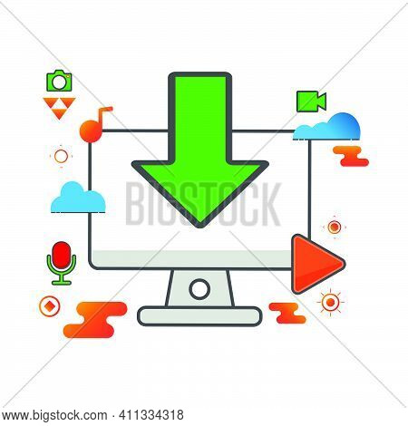 Download Illustration. Computer Illustration. Flat Vector  Illustration. Can Use For, Icon Design El
