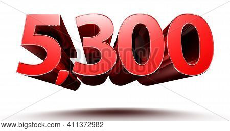3d Illustration Number 5300 On White Background With Clipping Path.