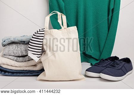 Second Hand Wardrobe Idea. Circular Fashion, Eco Friendly Sustainable Shopping, Thrifting Shop Conce
