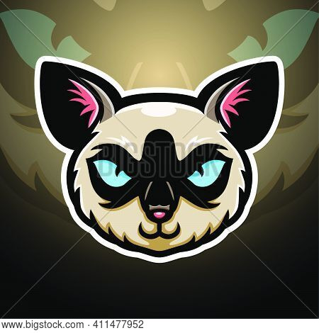 Vector Illustration Of Siamese Head Mascot Esport Logo Design