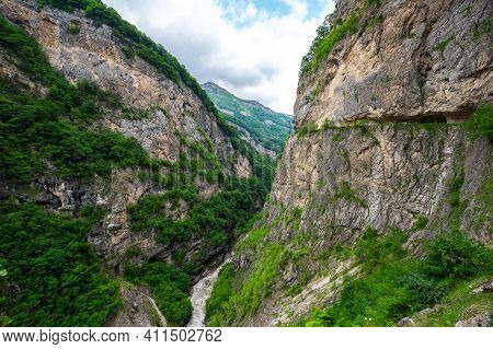 View Of Cherek Gorge In The Caucasus Mountains In Kabardino-balkaria, Russia
