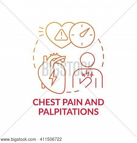 Chest Pain And Palpitations Concept Icon. Symptoms Of Long Coronavirus Idea Thin Line Illustration. 