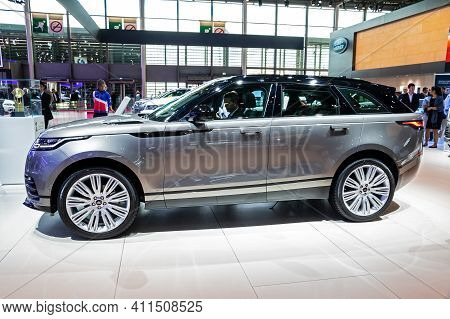 Land Rover Range Rover Velar Car At The Paris Motor Show. France - October 3, 2018