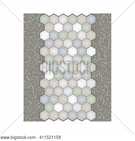Walkway Or Pavement Of Flagstone As Outdoor Floor Covering And Landscape Design Vector Illustration