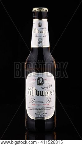 Lviv, Ukraine - May 08, 2020: Bitburger German Beer In A Glass Bottle