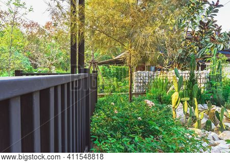 Kanchanaburi,thailand - February 19, 2021 : Beautiful Garden Decoration Of Cafe Amazon Coffee Shop A
