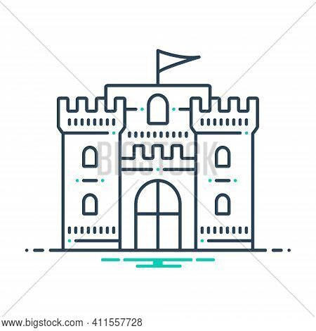 Mix Icon For Castle-flag Chateau Mansion Stronghold Citadel Flanker Castle