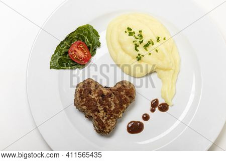 Heart Shaped  Meat Loaf On A Plate