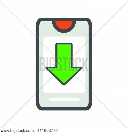 Smartphone With Download Box Illustration. Smartphone Illustration. Vector Icon.