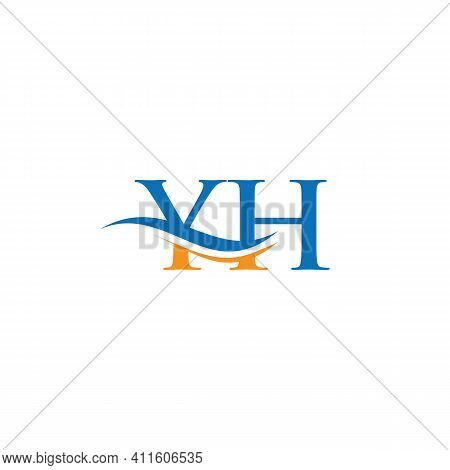 Water Wave Yh Logo Vector. Swoosh Letter Yh Logo Design For Business And Company Identity.