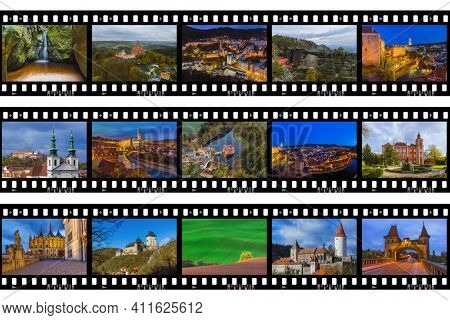 Frames of film - Czech republic images (my photos) - nature and architecture background