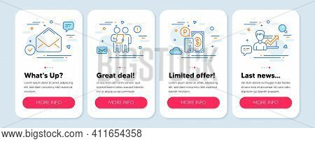 Set Of Technology Icons, Such As Survey, Mail, Parking Payment Symbols. Mobile App Mockup Banners. S