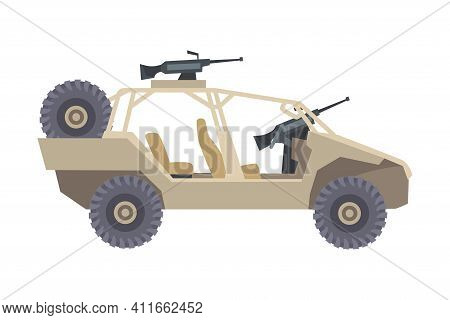 Military Car As Transportation Vehicle Used In Army For Carrying Armed Forces Vector Illustration