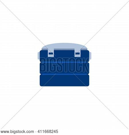 Fishing Tackle Box Icon. Container Fisherman For Baits, Rod Or Catch. Flat Vector Illustration Isola