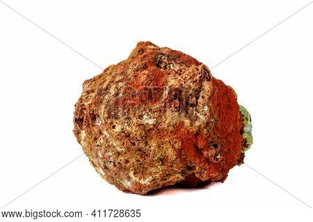 Macro Mineral Stone Adamite On A White Background