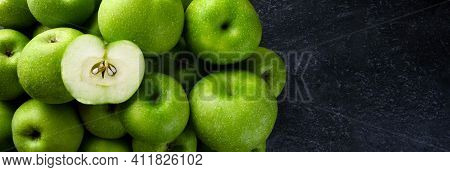 Green Apples Panoramic Mockup With Space For Text