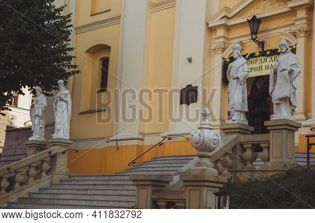 Przemysl, Poland - October, 2016: Entrance To The Greek Catholic Church Of Saint John The Baptist In