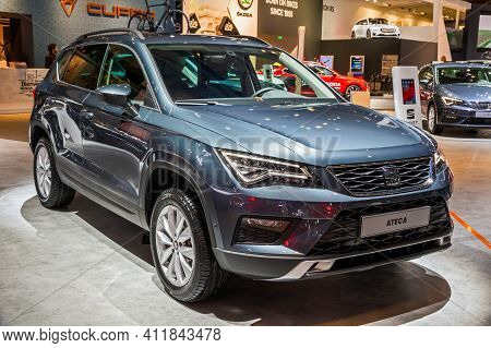 Seat Ateca Car At The Brussels Autosalon Motor Show. Belgium - January 18, 2019.
