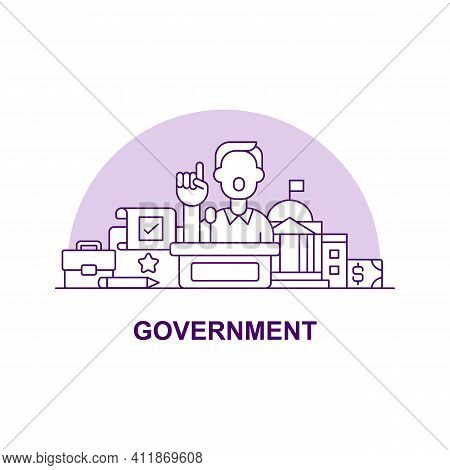 Goverment Creative Ui Concept Icon. Public Administration Authorities Abstract Illustration. Politic