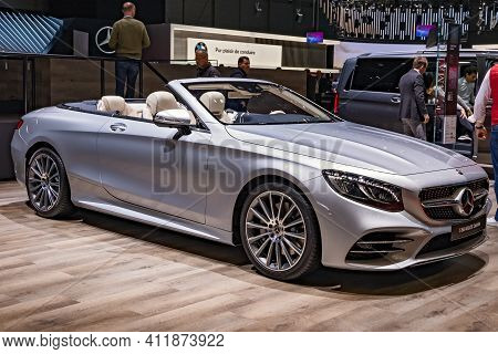 Mercedes Benz S 560 4matic Cabriolet Car At The 89th Geneva International Motor Show. Geneva, Switze
