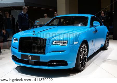 Geneva, Switzerland - March 6, 2019: Rolls-royce Wraith Car Showcased At The 89th Geneva Internation
