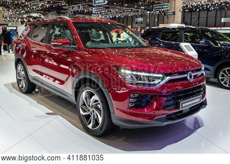 Geneva, Switzerland - March 6, 2019: Ssangyong Korando Car Presented At The 89th Geneva Internationa