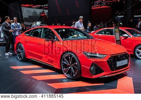 Frankfurt, Germany - Sep 10, 2019: New 2020 Audi Rs7 Sportback Car Model Showcased At The Frankfurt 