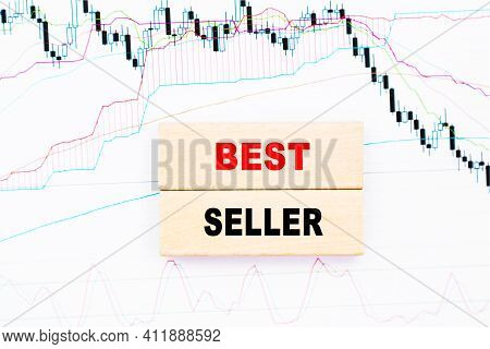 Word Best Seller. Wooden Small Cubes With Letters With Copy Space Available. Business Concept Image.