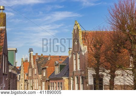 Historic Facades On Houses In The Center Of Hindeloopen, Netherlands