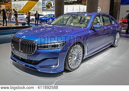 Frankfurt, Germany - Sep 11, 2019: Bmw Alpina B7 Langversion Allrad Car Model Showcased At The Frank