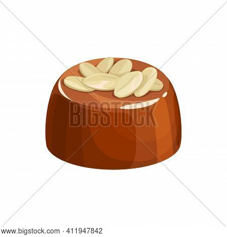 Chocolate Candy Sweet Dessert Confection, Vector Isolated Icon. Chocolate Candy Comfit Of Milk Choco