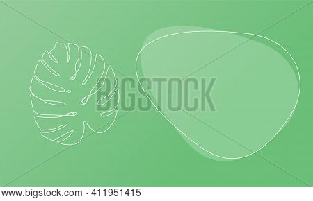 Nature Template Presentation Design With Monstera Leaf. Template For Web Banner With Botany Plants T