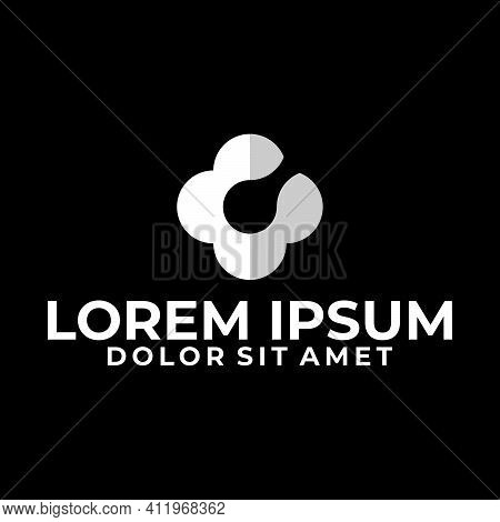 Initial Letter C Logo Template With Modern Geometric Rounded Japanese Kamon Illustration In Flat Des
