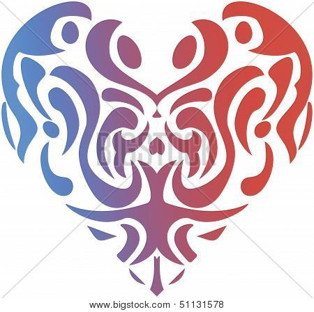 Red valentine heart in floral style isolated