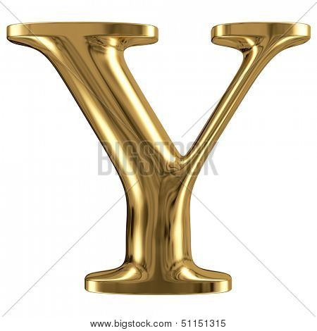 Golden font type letter Y, uppercase