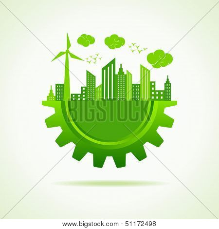 Eco a cityscape with gear