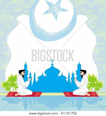 Abstract Religious Background - Muslim Men Praying