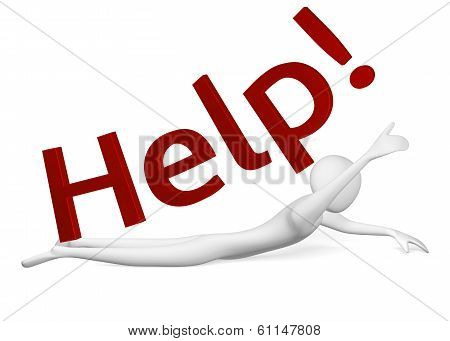 3D Man Crawling For Help