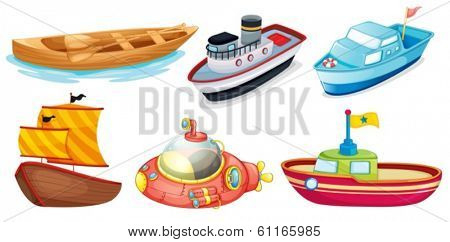 Illustration of the different boat designs on a white background