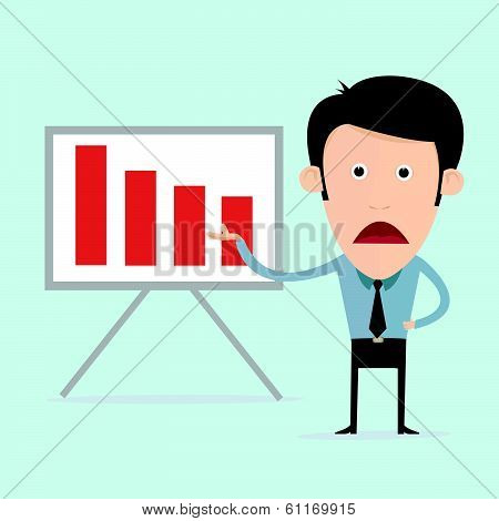 Vector Illustration Of Cartoon With Bar Graph In Flat Design