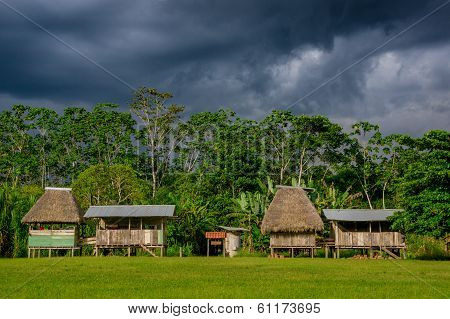 Village in Yasuni national park , Ecuador