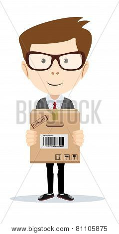 portrait of delivery man isolated on white background