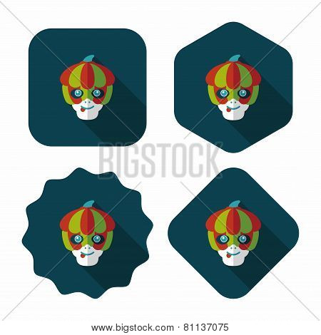 Pumpkin Monster Flat Icon With Long Shadow,eps10
