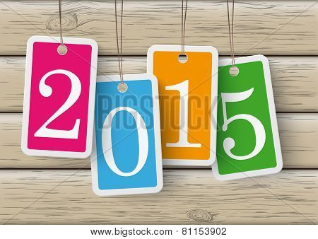 Four Colored Price Stickers 2015 Wood