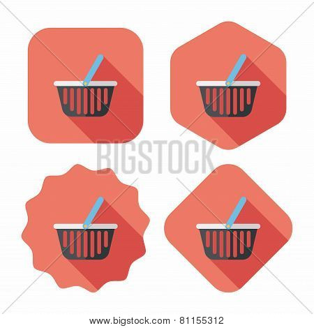 Shopping Basket Flat Icon With Long Shadow,eps10