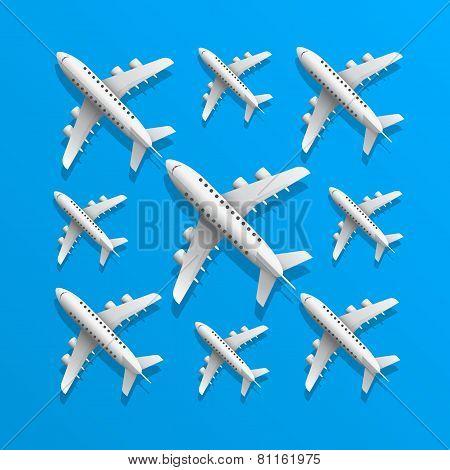 Plane in blue background