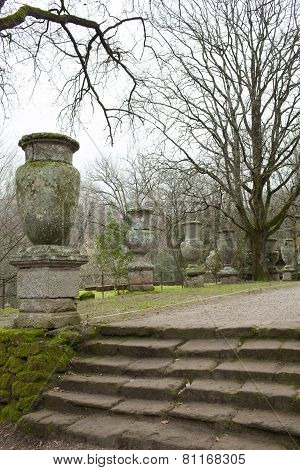 Antique Vases In The Bomarzo Gardens